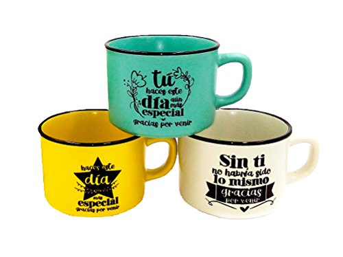 DISOK Taza Frases Gracias por Venir (Precio Unitario) - Tazas Originales y Baratas para Detalles de Bodas, Bautizos y Comuniones. Tazas para Regalar en Bodas Comprar