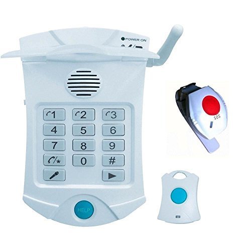 Dispositivo de teleasistencia médica para personas mayores con 2 mandos y botón de pánico para emergencias