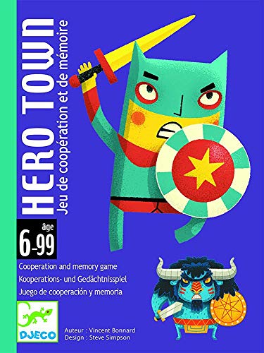 Djeco- Hero Town C Juego de Cartas con Superhéroes y Villanos para Niños a Partir de 6 Años, Multicolor (DJ05143)