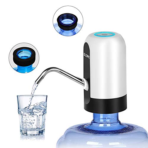 DLOPK Dispensador de bomba de agua Distribuidor de carga USB, extraíble y conveniente para usar en agua embotellada Blanco