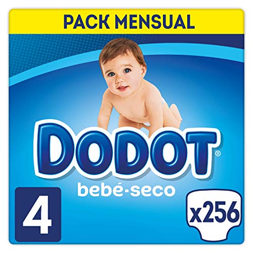 DODOT Bebé-Seco - Pañales Talla 4 (9-14 kg), 256 Pañales, El Unico Pañal Con Canales De Aire