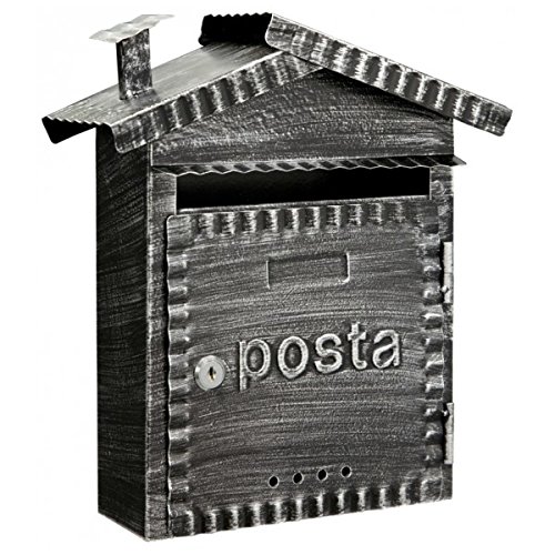 Domus D-2202 Buzón Individual Metálico de estilo Rústico, Negro cepillado acabado brillante, Tamaño S (DIN A5) -32.5 x 28.5 x 11 cm Domus D-2202 Buzón Individual Metálico de estilo Rústico, Negro cepillado acabado brillante, Tamaño S (DIN A5) -32.5 x 28.5 x 11 cm