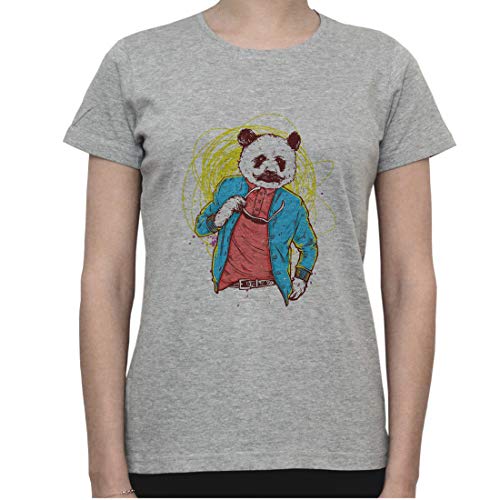 DreamGirl Panda Bear as Hipster Funny Artwork Womens T-Shirt Medium
