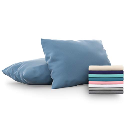 Dreamzie - Set de 2 x Funda de Almohada 40x80 cm, Azúl, Microfibra (100% Poliéster) - Fundas de Almohadas Hipoalergénica - Fundas de Cojines de Calidad con una Suavidad Incomparable