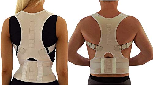 Ducomi Extreme Posture - Corrector de Postura Ajustable para Espalda - Correa de Soporte y Ayuda de Corrección con 12 Imanes de 800 Gauss - Evita Dolor e Inflamación en Articulaciones (Beige, XL)