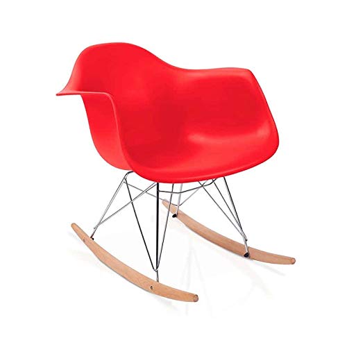 duehome Rocker - Silla Mecedora, Color Rojo y Madera Haya, sillas balancin, Silla diseño nórdico, Medidas: 69,5 cm Alto x 63 cm Ancho x 65,5 cm Fondo