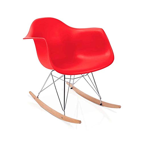 duehome Rocker - Silla Mecedora, Color Rojo y Madera Haya, sillas balancin, Silla diseño nórdico, Medidas: 69,5 cm Alto x 63 cm Ancho x 65,5 cm Fondo
