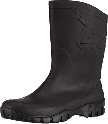Dunlop Hevea - Botas de agua unisex (media caña), color negro, talla 12 UK Dunlop Hevea - Botas de agua unisex (media caña), color negro, talla 12 UK