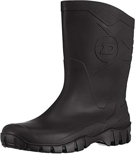 Dunlop Hevea - Botas de agua unisex (media caña), color negro, talla 12 UK