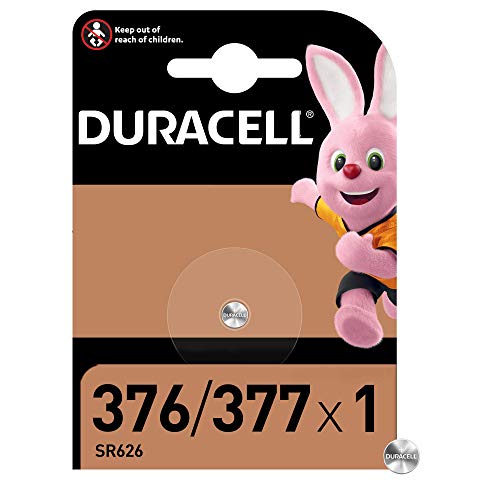 Duracell Pilas especial de óxido de plata 376/377 de 1.55 V, paquete de 1 unidad SR66/SR626/V377/V376/SR626W/SR626SW, diseñadas para su uso en relojes, calculadoras, dispositivos médicos, Cromo Duracell Pilas especial de óxido de plata 376/377 de 1.55 V, paquete de 1 unidad SR66/SR626/V377/V376/SR626W/SR626SW, diseñadas para su uso en relojes, calculadoras, dispositivos médicos, Cromo