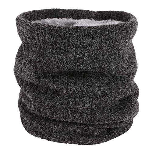 DURINM Braga Para El Cuello Térmica Color Liso De Lana De Ganchillo Con Borreguito Por Dentro Para Invierno Cálido Pasamontañas (Gris oscuro) DURINM Braga Para El Cuello Térmica Color Liso De Lana De Ganchillo Con Borreguito Por Dentro Para Invierno Cálido Pasamontañas (Gris oscuro)
