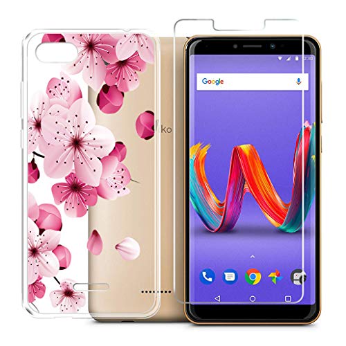 DYSu Funda Wiko Harry 2 (5.45") Protector Pantalla + Caja del teléfono, Transparente TPU + HD Vidrio Templado Templada Caso Tapa Silicona Carcasa Case Cover - WM113