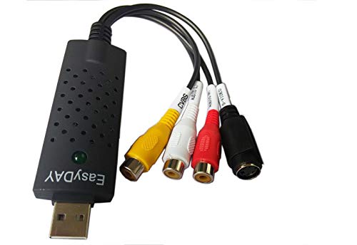 Easycap easyday - Grabador de audio y vídeo USB 2.0 | Nueva versión (compatible con Windows 10/7/8) | VHS - adaptador de vídeo Captura Xbox 360 y PS3 Gameplay/S-Video y Composite In
