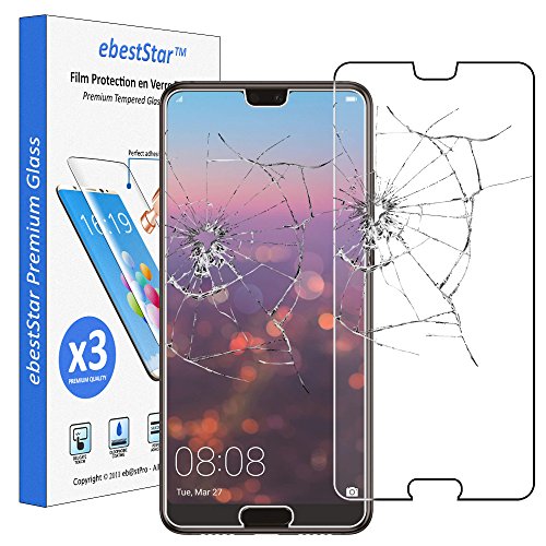 ebestStar - [Lote x3 Cristal Templado Compatible con Huawei P20 Protector de Pantalla, Película Vidrio Protectora Ultrafina, Dureza 9H, Sin-Burbujas [Aparato: 149.1 x 70.8 x 7.7mm, 5.8'']