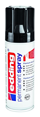 edding 5200-951 - Spray de pintura acrílica premium, 200 ml de máxima opacidad, cubre inmediatamente, secado rápido sin burbujas, color negro intenso brillo RAL 9005.