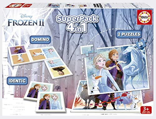 Educa- Superpack Frozen 2 Pack de Domino, Identic y 2 Puzzles, Juego de Mesa, Multicolor (18378)