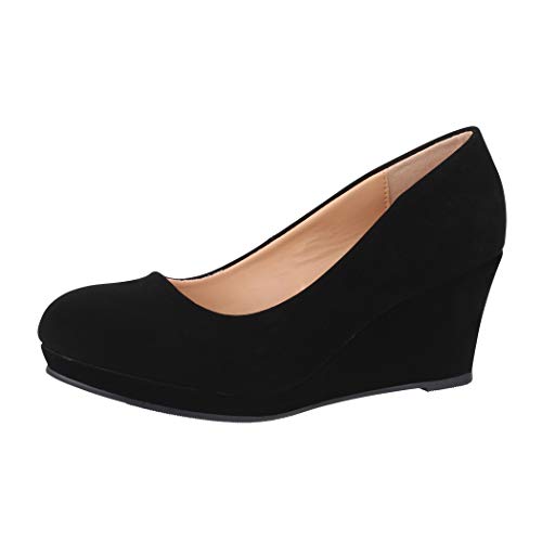 Elara Zapato de Tacón Alto Mujer Cuña Plataforma Chunkyrayan Negro B8011Y-PM-39-Schwarz