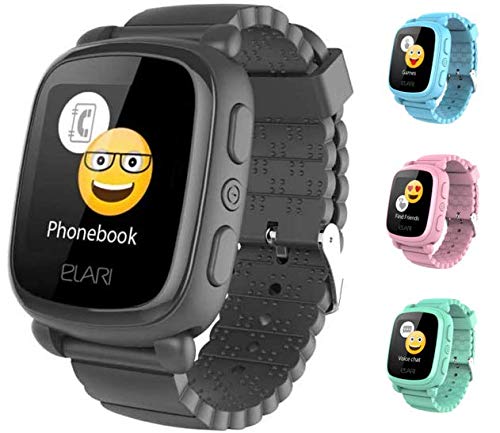 Elari Reloj Inteligente Smartwatch para niños con Seguimiento GPS/GLONASS/LBS, Pantalla táctil Brillante y Chat de Voz KidPhone2 (Negro)