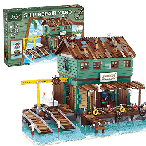 Elroy369Lion MOC Old Fishing Store Juguete de construcción, Mni Architecture Kits de construcción de juguete educativo regalo para adultos y adolescentes (3281 piezas)
