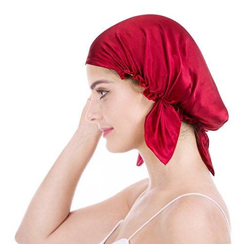 Emmet Gorro de Dormir Mujer Pura Seda Sombrero para Dormir elástico Hace Que tu Cabello se Sienta Sedoso y Mantiene el Estilo (Rojo, Talla única) Emmet Gorro de Dormir Mujer Pura Seda Sombrero para Dormir elástico Hace Que tu Cabello se Sienta Sedoso y Mantiene el Estilo (Rojo, Talla única)