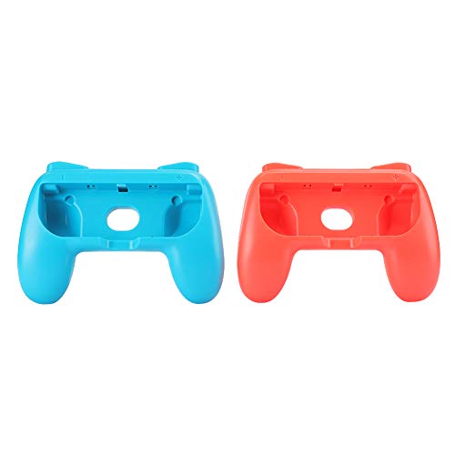 Empuñaduras de Juegos, empuñaduras ergonómicas para Juegos Empuñaduras antidesgaste Controlador Cubierta Protectora Apta para Nintendo Switch Joy-con(Rojo + Azul 2 Piezas)