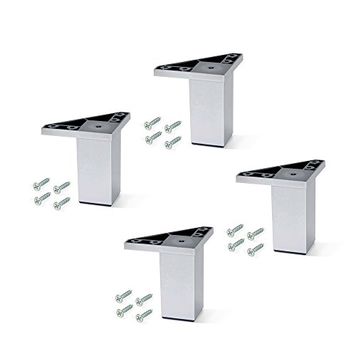 EMUCA - Pies para Muebles de plástico Gris Metalizado, Patas para Mueble, Lote de 4 pies de Altura 80mm con Tornillos de Montaje EMUCA - Pies para Muebles de plástico Gris Metalizado, Patas para Mueble, Lote de 4 pies de Altura 80mm con Tornillos de Montaje