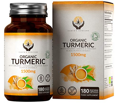 EN Curcuma en Capsulas | Curcuma con Jengibre y Pimienta Negra 1500mg | 180 Capsulas Veganas | Curcuma Organica Certificada por Soil Association | Turmeric Sin OGM, Gluten, Lacteos o Alergenos EN Curcuma en Capsulas | Curcuma con Jengibre y Pimienta Negra 1500mg | 180 Capsulas Veganas | Curcuma Organica Certificada por Soil Association | Turmeric Sin OGM, Gluten, Lacteos o Alergenos