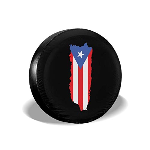 Enoqunt Cubierta de Rueda de neumático de Repuesto de Bandera de Puerto Rico para camión Jeap RV ect