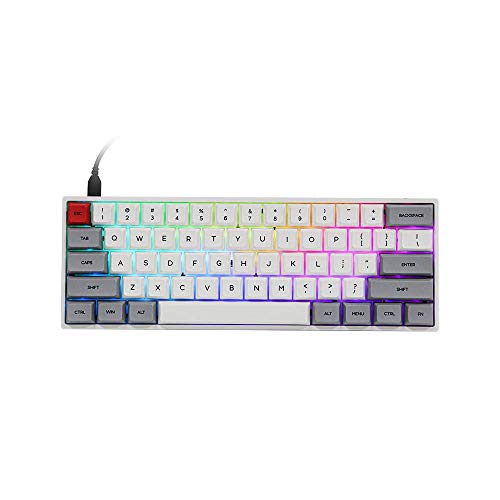 Epomaker SK61 Teclado mecánico intercambiable en caliente con retroiluminación RGB, NKRO, IP6X impermeable, cable tipo C para Win/Mac/Gaming (Gateron óptico rojo, gris)