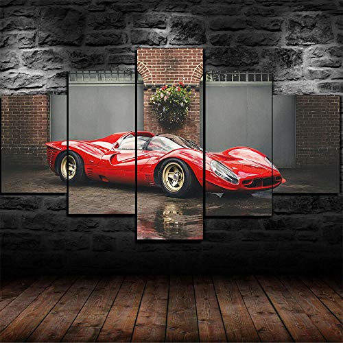 ERSHA Enmarcado Hermoso 1967 Ferrari 330 P4 Cartel 5 Piezas Lienzo impresión Pared Arte decoración
