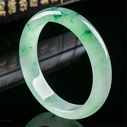 Especies de hielo natural Flores flotantes Jade Bangle Pulsera para mujeres esposa y novia Regalo 60mm