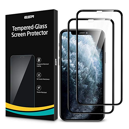 ESR Protector de Pantalla para iPhone 11 Pro/iPhone XS/X [2-Pack], Cristal Templado Cobertura Total, [Bordes curvados 3D] Marco de instalación fácil para iPhone 11 Pro/XS/X, Alta Definicion