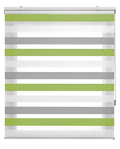 Estoralis Loras Estor Enrollable Doble Tejido, Noche y día, Gris-Verde, 125 x 175 cm