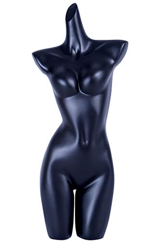 Eurotondisplay X+2 Torso - Maniquí de torso (lacado, sin cabeza con placa de metal, femenino, X+2 Torso), color negro mate