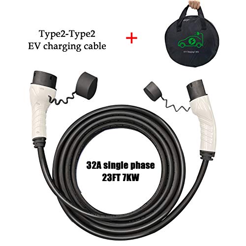 EV/Cable de Carga para Coches eléctricos | Tipo 2 a Tipo 2 | 32 Amperios (7.4kW) | 1 Fases/7 Metros | Estuche de Transporte Gratuito |