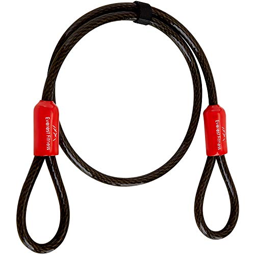 EVEREST FITNESS Cable Antirrobo Universal de Acero Revestido en Plástico, 76 cm - Cuerda de Bucle, Cable de Acero, Candado de Cadena