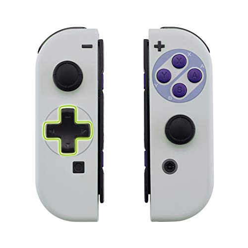 eXtremeRate Carcasa Joy-con Botones Completos D-Pad para Nintendo Switch Funda de Agarre Reemplazable Tacto Suave Shell para Nintendo Switch No Incluye la Carcasa de la Consola (Clásico SNES)