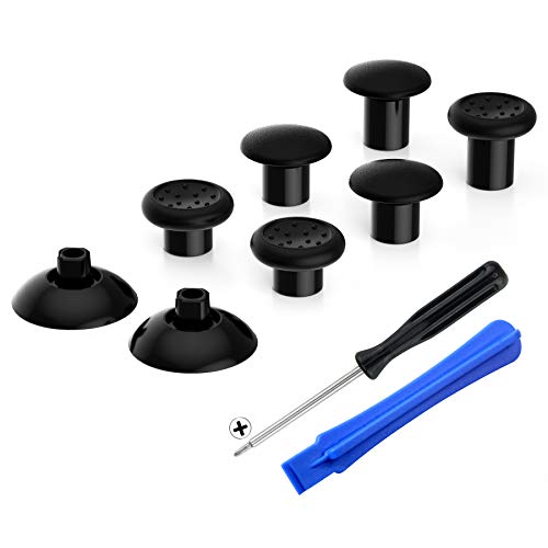 eXtremeRate ThumbsGear Joysticks Ajustable para Mando Playstation 4 PS4 Pro PS4 Slim Joystick Ergonómico Intercambiable con Grip Convexo y Cóncavo de 3 Alturas Thumbsticks para PS4 Pro PS4 Slim-Negro