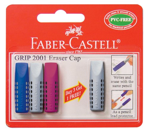 Faber-Castell 187007 - Tapa de lápiz borradora (pack de 4 unidades)