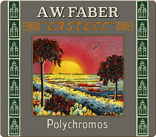 Faber-Castell 211002 - Estuche de metal con 24 lápices de colores Polychromos para artistas edición retro 111 aniversario.