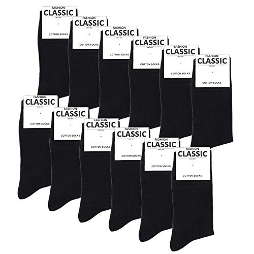Falechay Calcetines Ejecutivos Hombres Mujer Negros 12 Pares Transpirables Algodón 39-42 Falechay Calcetines Ejecutivos Hombres Mujer Negros 12 Pares Transpirables Algodón 39-42