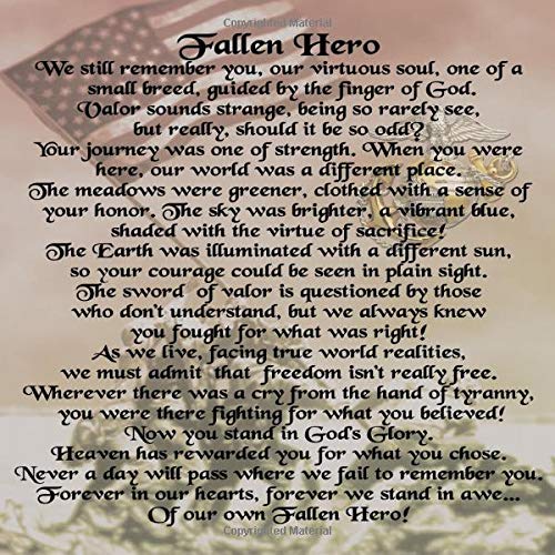Fallen Hero: Military Funeral Guest Book, 8.5x8.5 Memorial Guestbook Sign-In Registry For Marine Corps Service Members And Veterans, Bereavement Poem Memory Keepsake (Military Guest Book Series)