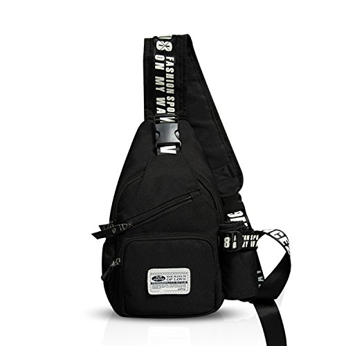 FANDARE Unisexo Bolso Pecho Ultraligero Bolsos de Hombre Mujeres Mochila Bolsos Cruzados Sling Crossbody Daypacks Bandoleras Cruzada para Escuela Viaje Deportes Gimnasio Senderismo Ciclismo Negro