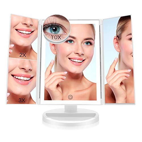 FASCINATE Espejo Maquillaje con Luz,Tríptica Aumentos 10x, 3X, 2X,1x Magnetismo Extraíble Espejo 10 Aumentos Rotación Ajustable de 180° Espejo de Maquillaje 36 Leds Carga con USB o Batería FASCINATE Espejo Maquillaje con Luz,Tríptica Aumentos 10x, 3X, 2X,1x Magnetismo Extraíble Espejo 10 Aumentos Rotación Ajustable de 180° Espejo de Maquillaje 36 Leds Carga con USB o Batería