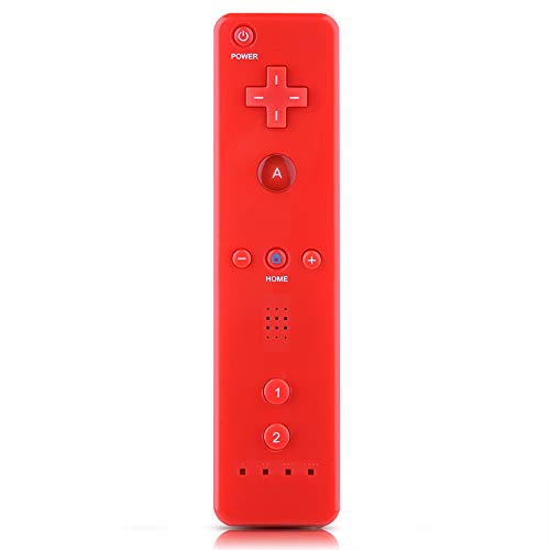 Fdit - Mando a distancia con sensor remoto integrado Motion Plus con correa de muñeca y funda de silicona juego para Nintendo Wii Wii U(rojo)