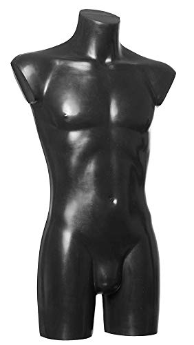 fella4stores Maniquí básico de torso largo con pie de pierna, figura busto de plástico, color negro