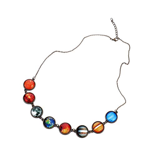 FENICAL Collar Sun Moon Galaxy Space Collar Dangle Planets Sistema Solar Charm Necklace para Mujeres