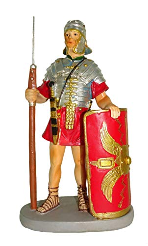 Ferrari & Arrighetti Figuras Belén: Soldado Romano con Escudo - Colección Martino Landi para Pesebre de 10 cm