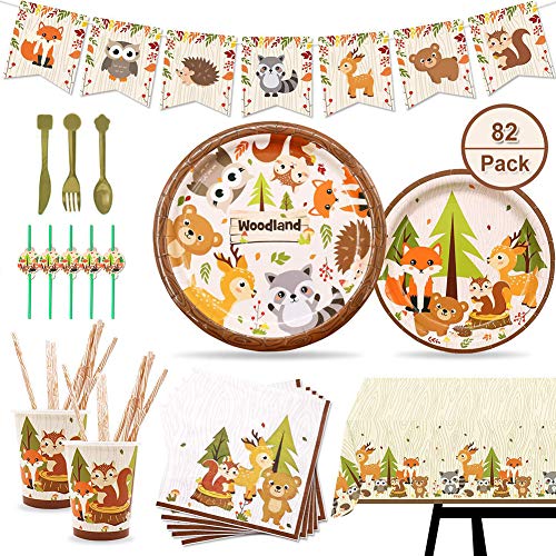 Fiestas de Animales Supplies Juego de Decoración, 82 Piezas Fiestas de Animales del Bosque, Decoraciones de Fiesta Niños Cumpleaños Pancartas Manteles Centros de Mesa Platos Tazas Servilletas Fiestas de Animales Supplies Juego de Decoración, 82 Piezas Fiestas de Animales del Bosque, Decoraciones de Fiesta Niños Cumpleaños Pancartas Manteles Centros de Mesa Platos Tazas Servilletas