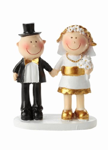 Figuras decorativas para bodas de oro, decoración para tarta nupcial